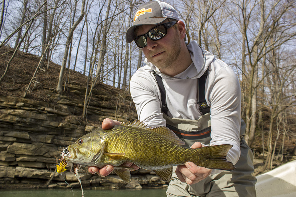 Smallmouth bass caught on the Barren Fork in winter