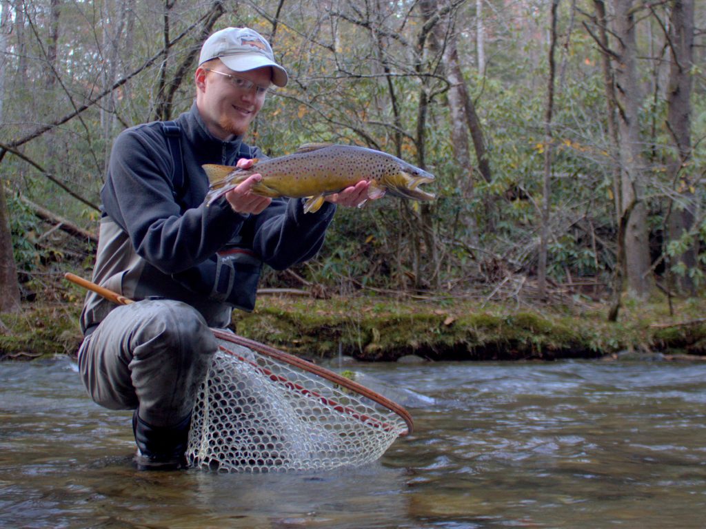 Smoky Mountain streams sometimes hold trophies like this brown trout