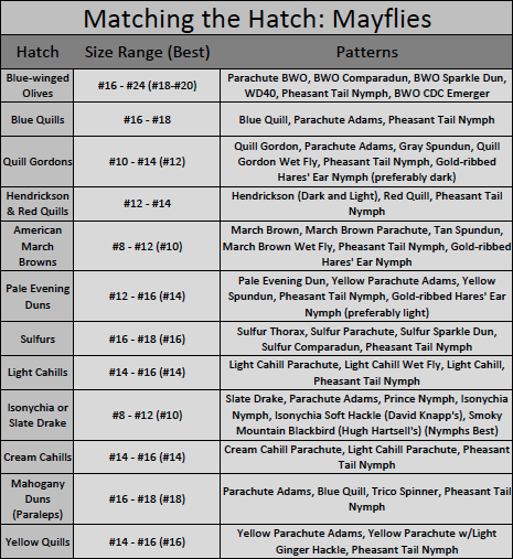 How to select mayfly patterns in the Great Smoky Mountains