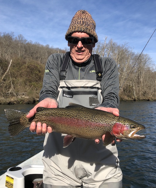 Charlie's big rainbow trout on the Clinch River in December. Fishing report.